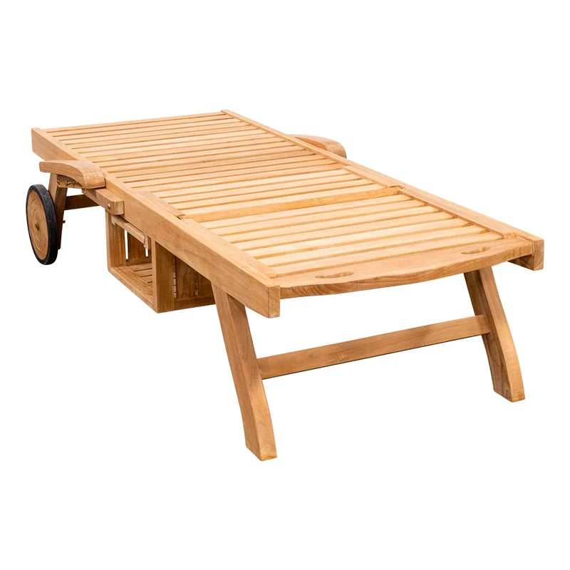 Teak Sonnenliege mit Rollen Haiti