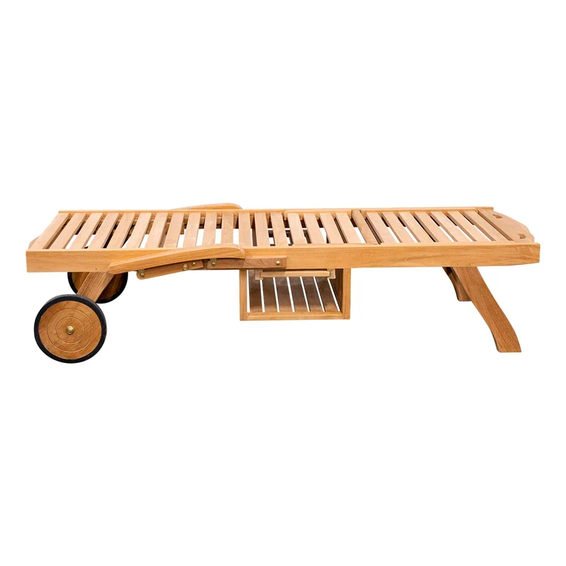 Teak Sonnenliege mit Rollen Haiti