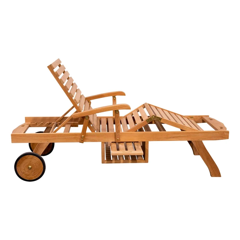 Teak Sonnenliege mit Rollen Haiti