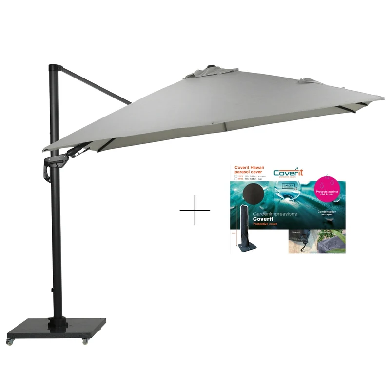 Garden Impressions Hawaii deluxe parasolset 300x300 carbon black royal sand