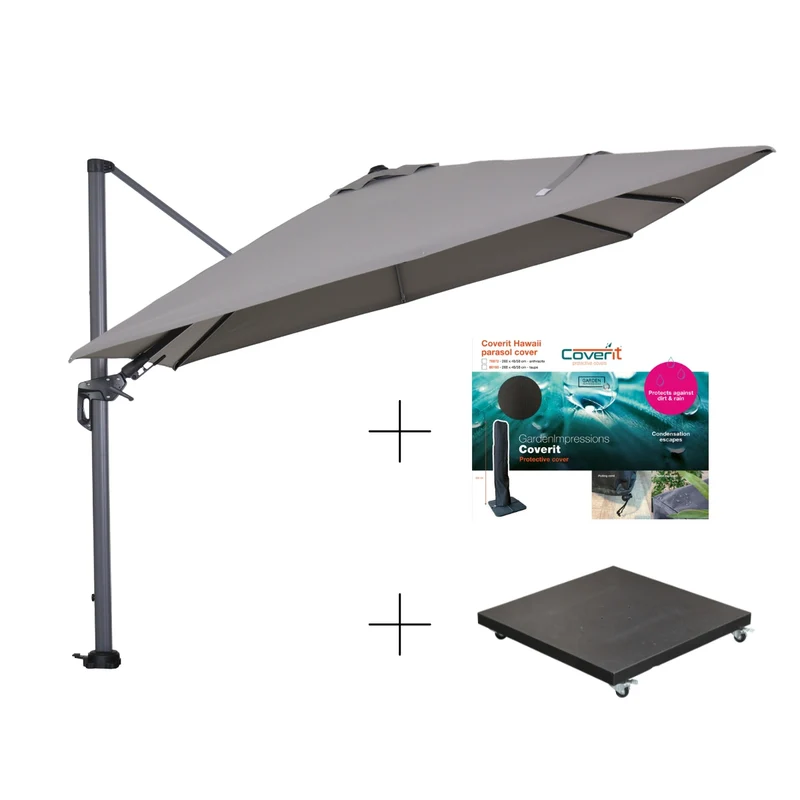 Garden Impressions Hawaii parasolset 300x300 lichtgrijs 90 kg
