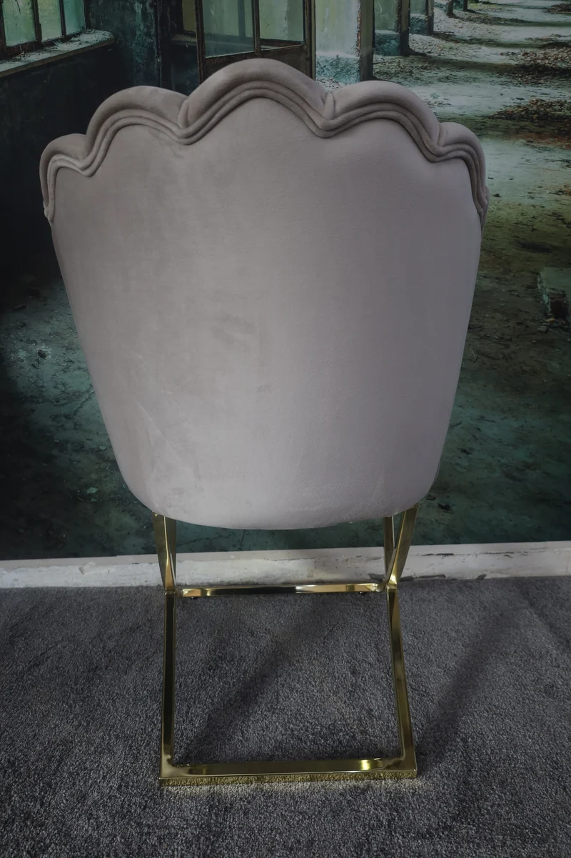 Esszimmerstuhl Stuhl +Samtstoff +Gestell Gold oder Chrom +2 Farben