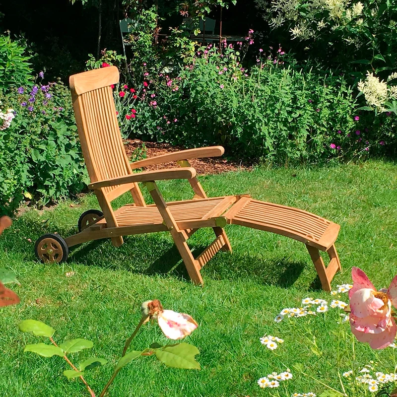 Martinique Deckchair mit Rollen Teak