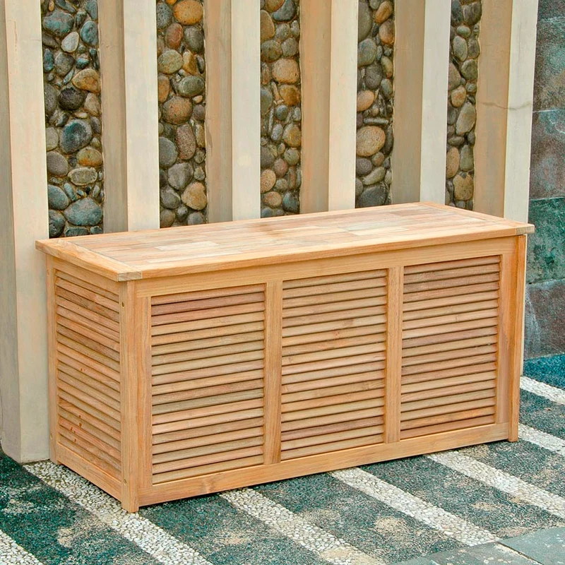 Teak Kissenbox, Deckel gummiversiegelt