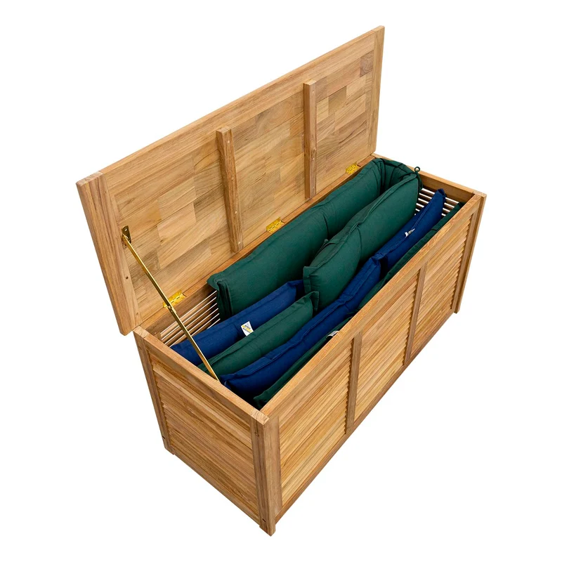 Teak Kissenbox, Deckel gummiversiegelt