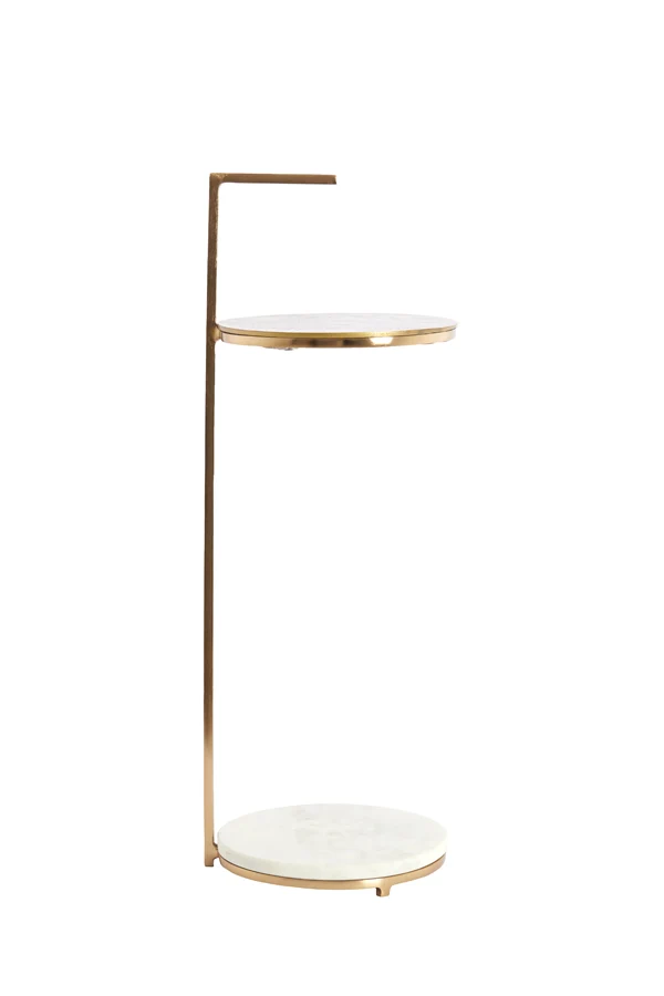 Side table 26x76 cm LEDA marble white+antique bronze | OUTLET