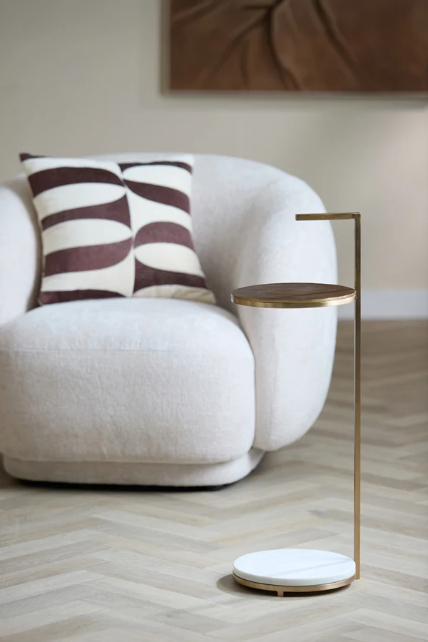 Side table 26x76 cm LEDA marble white+antique bronze | OUTLET