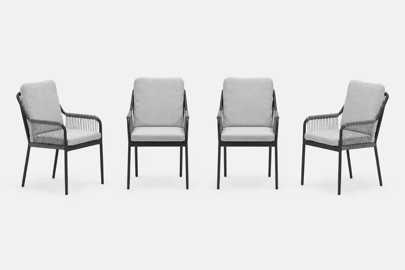 Garden Impressions Raxa tuinstoelen set van 4 – carbon black / rope taupe