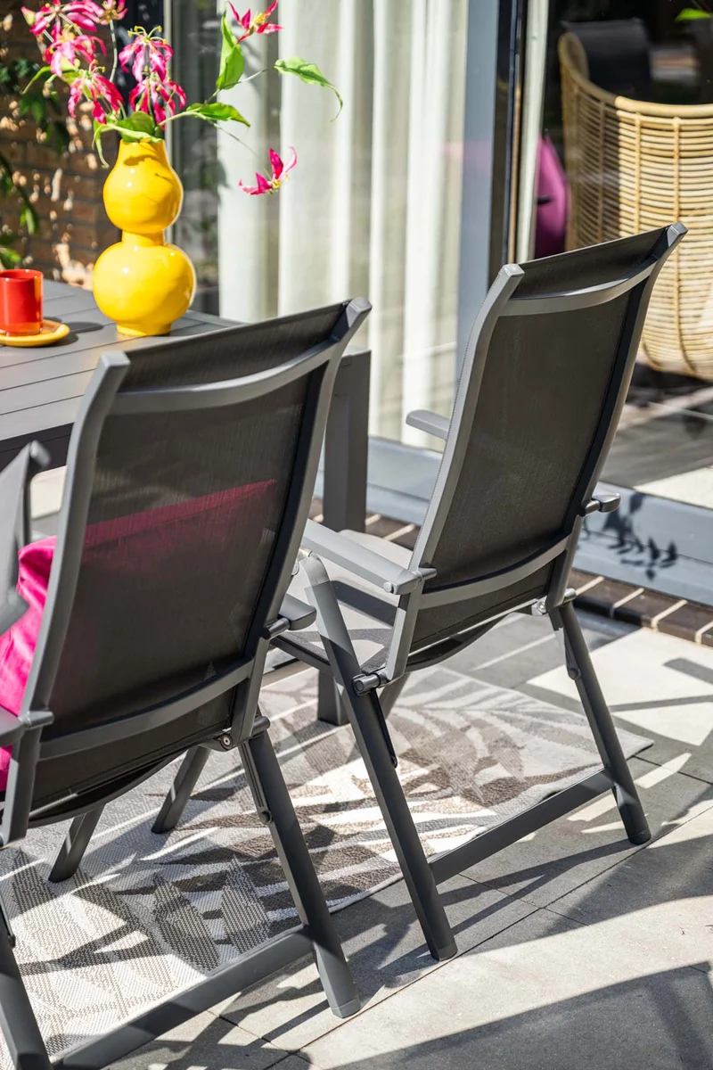 Garden Impressions Osaka verstelbare tuinstoelen set van 4 – carbon black / dark grey