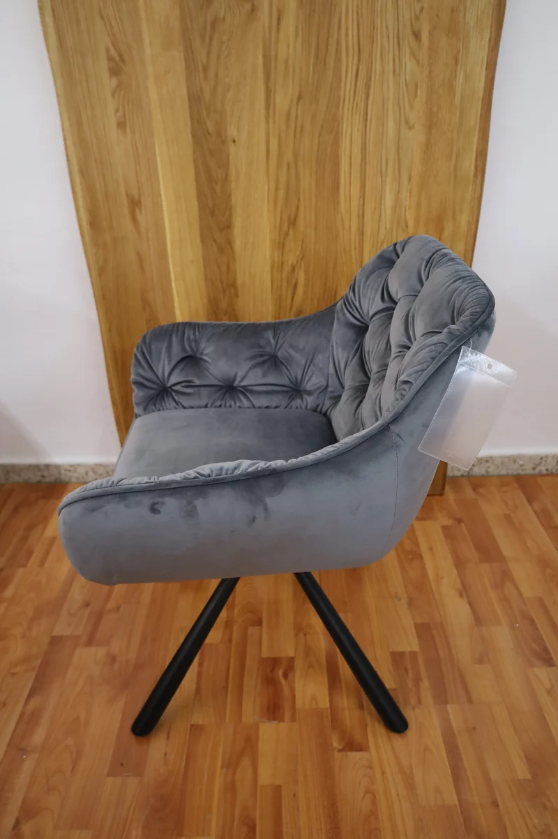Esszimmerstuhl Stuhl + Samt Stoff + Drehbar + Chesterfield