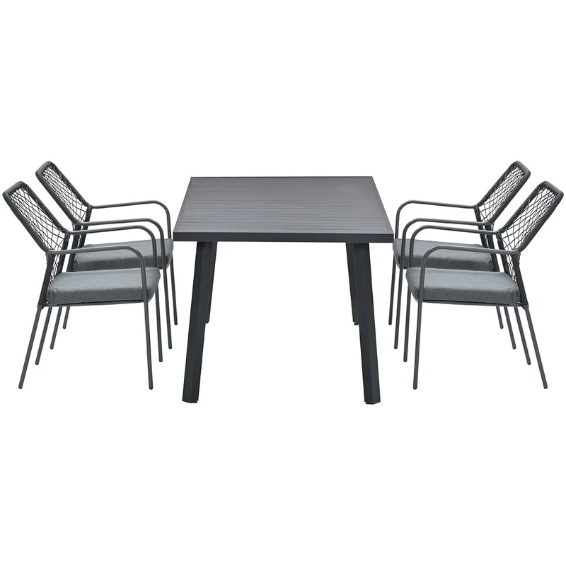 Garden Impressions Dido stoelen zwart 4 stuks + Terni tafel 160 cm