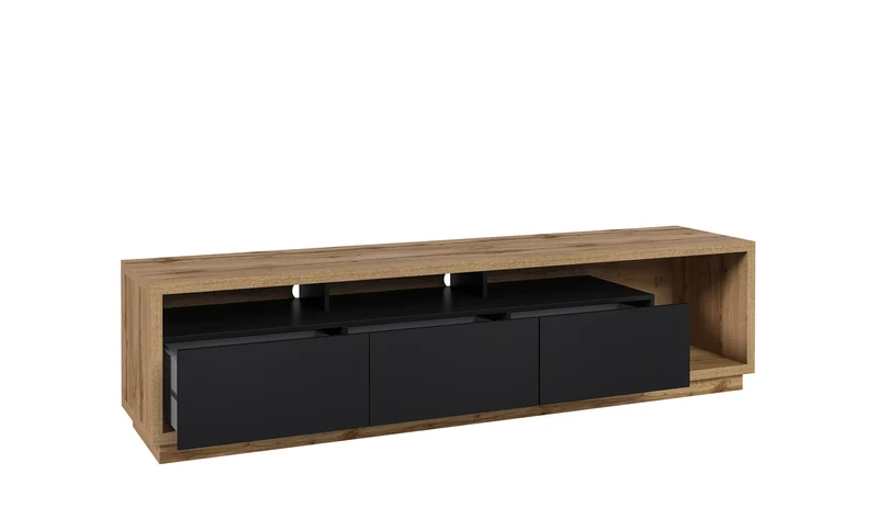 Wohnwand Set + Holz Optik + Schubladen + Ablagefläche