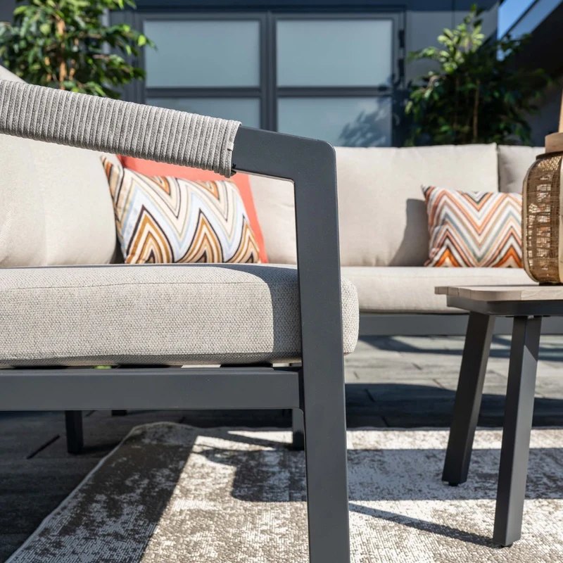 Garden Impressions Terni aluminium lounge hoekset - carbon black - desert sand