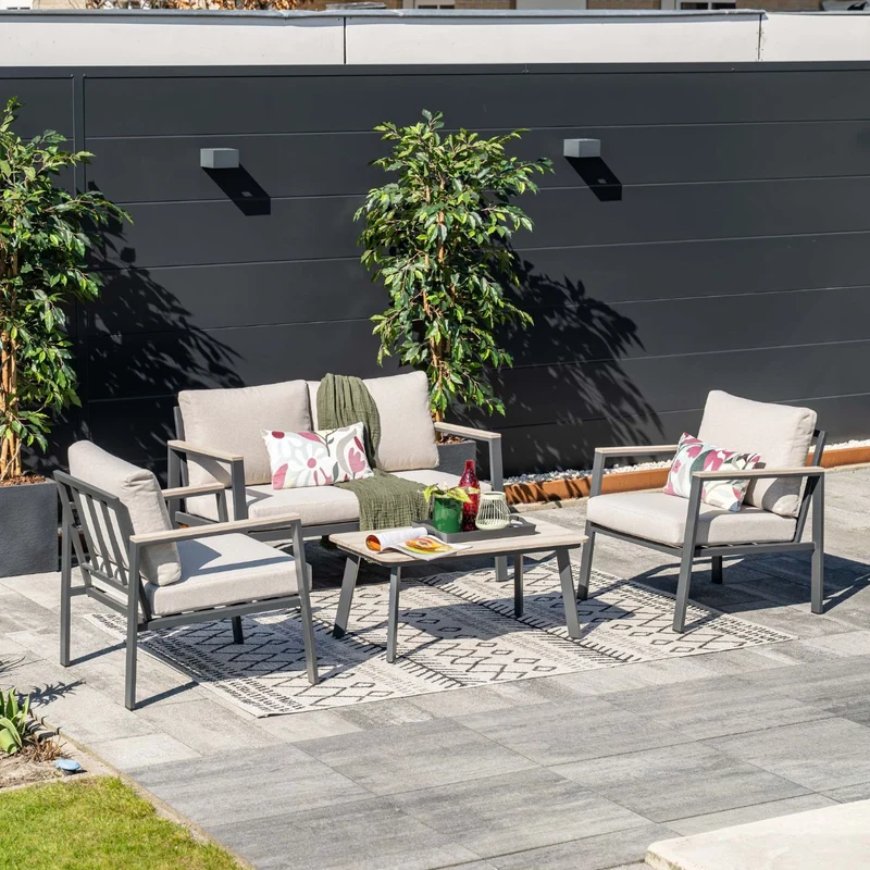 Garden Impressions Ricca aluminium loungeset - carbon black - desert sand