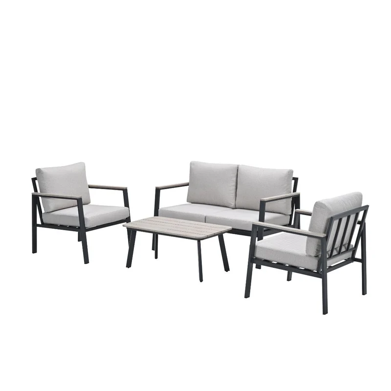 Garden Impressions Ricca aluminium loungeset - carbon black - desert sand