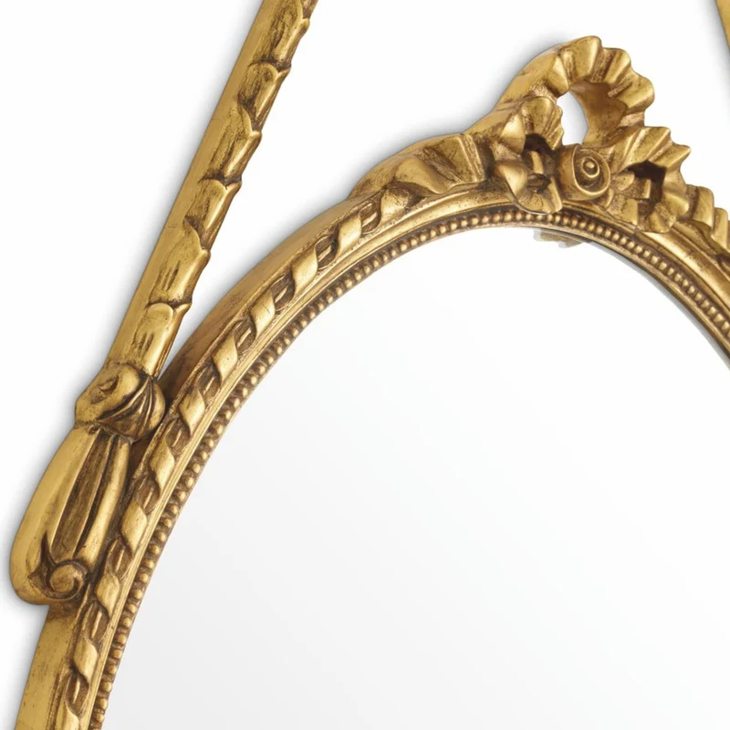Casa Padrino Luxus Barock Mahagoni Spiegel Antik Gold H. 111 cm - Barockstil Wandspiegel - Barock Möbel