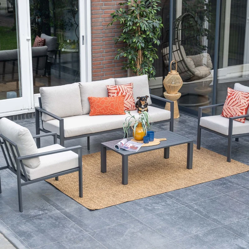 Garden Impressions Springs aluminium loungeset - carbon black - desert sand