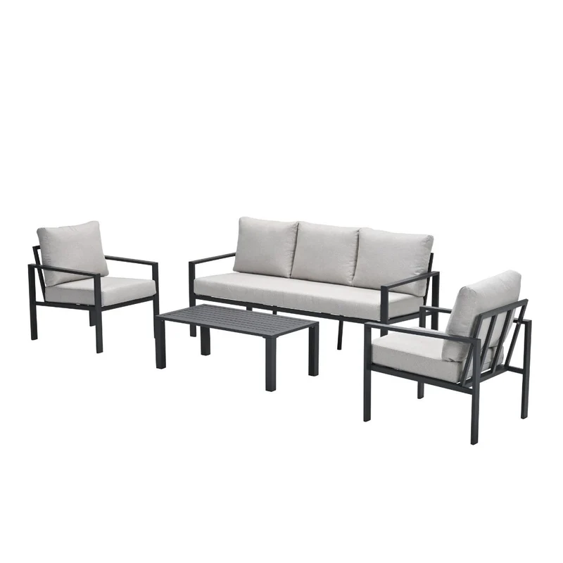 Garden Impressions Springs aluminium loungeset - carbon black - desert sand