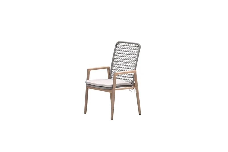 Skala dining fauteuil - acaciahout met white wash - rope taupe - grey sand