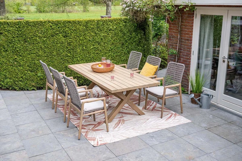 Skala dining fauteuil - acaciahout met white wash - rope taupe - grey sand