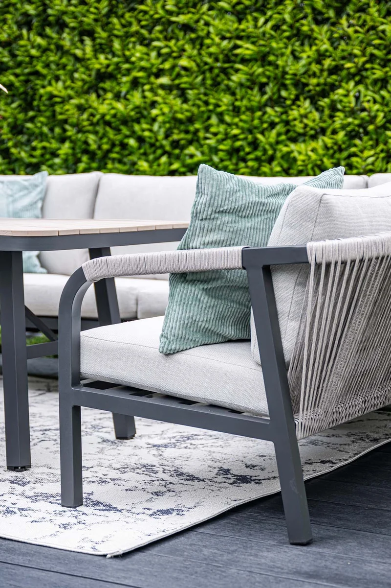 Lounge-diningset Monti - zwart - 7-persoons - aluminium - Garden Impressions