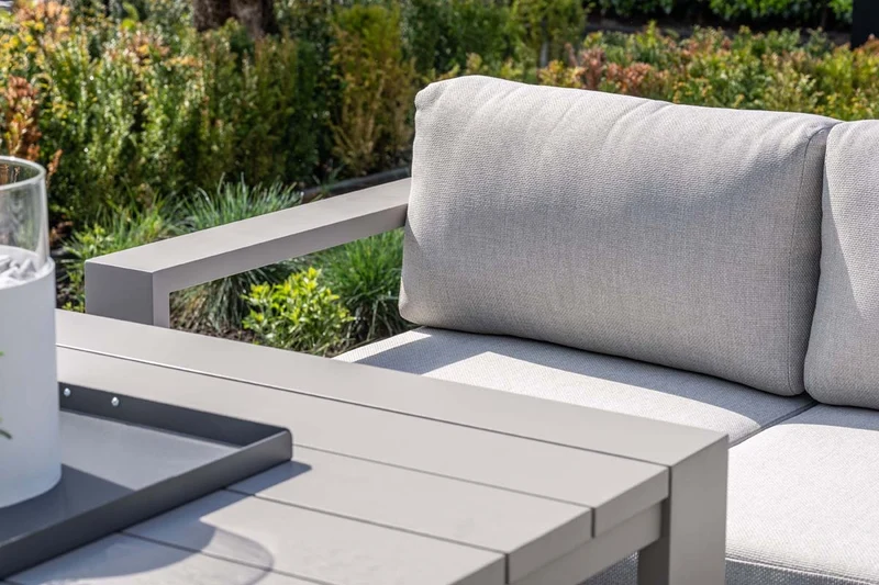 Lounge hoekbank Levanto - 7-persoons - taupe - hoge tafel - 3 delen - Garden Impressions