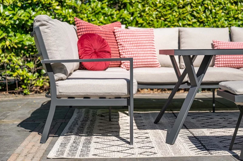 Sergio aluminium lounge-diningset - 8-persoons - links - zand - Garden Impressions