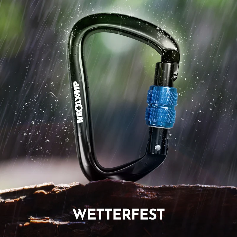 Ultraleichter Verschlusskarabiner mit Screw-Lock (Aluminium, mit Schnellverschluss) (Karabiner 2er-Set)