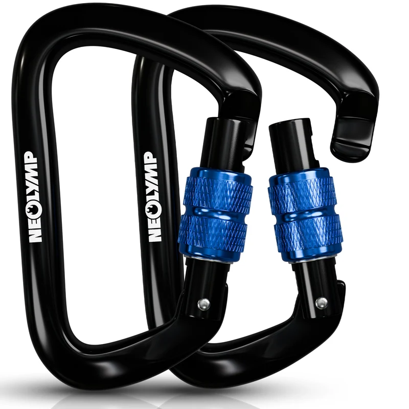 Ultraleichter Verschlusskarabiner mit Screw-Lock (Aluminium, mit Schnellverschluss) (Karabiner 2er-Set)