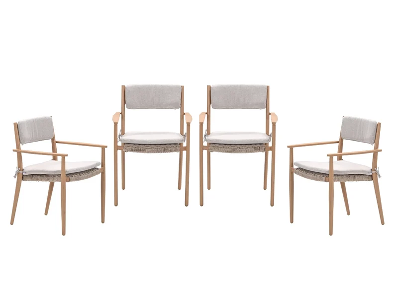 Garden Impressions Parijs tuinstoelen set van 4 – light teak look / desert sand