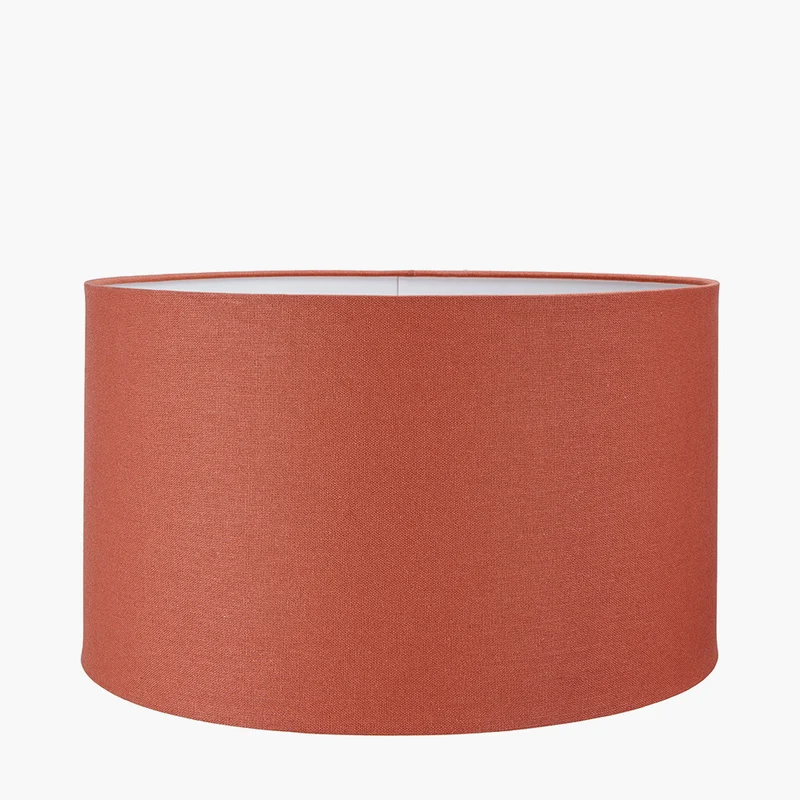 Zuri Large Shiny Silver Metal Pot Table Lamp Base with Henry 45cm Tobacco Handloom Cylinder Lampshade
