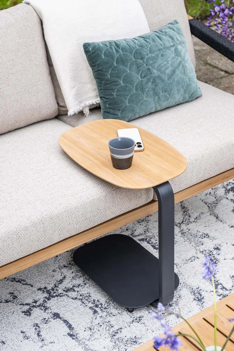 Lucca laptop tafel - 45x30xH51cm - carbon black - light teaklook