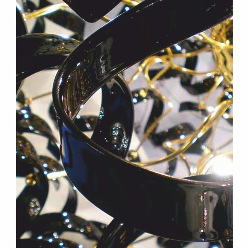 Casa Padrino Luxus LED Hängeleuchte Schwarz / Gold Ø 80 x H. 160 cm - Runde Kristallglas Pendelleuchte - Made in Italy