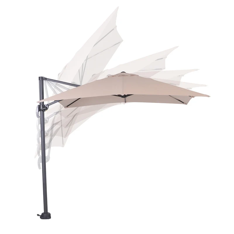 Garden Impressions Hawaii S zweefparasol vierkant 250x250 cm ecru met granieten voet 60 kg en hoes – complete set
