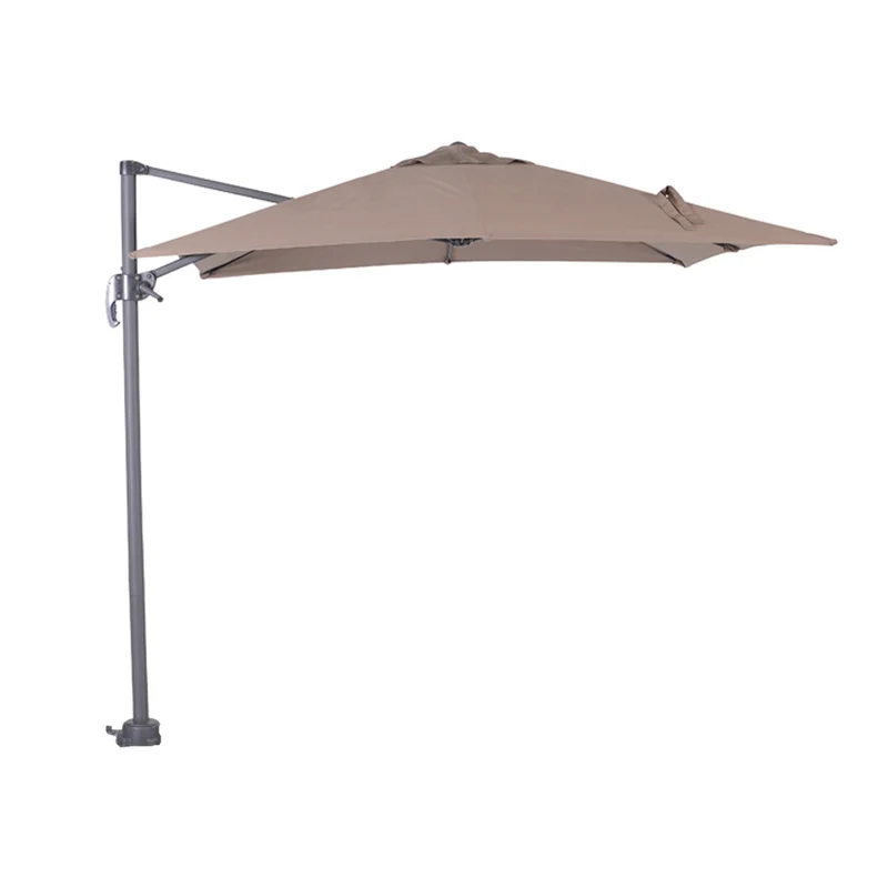 Garden Impressions Hawaii S zweefparasol vierkant 250x250 cm taupe met granieten voet 60 kg en hoes – complete set