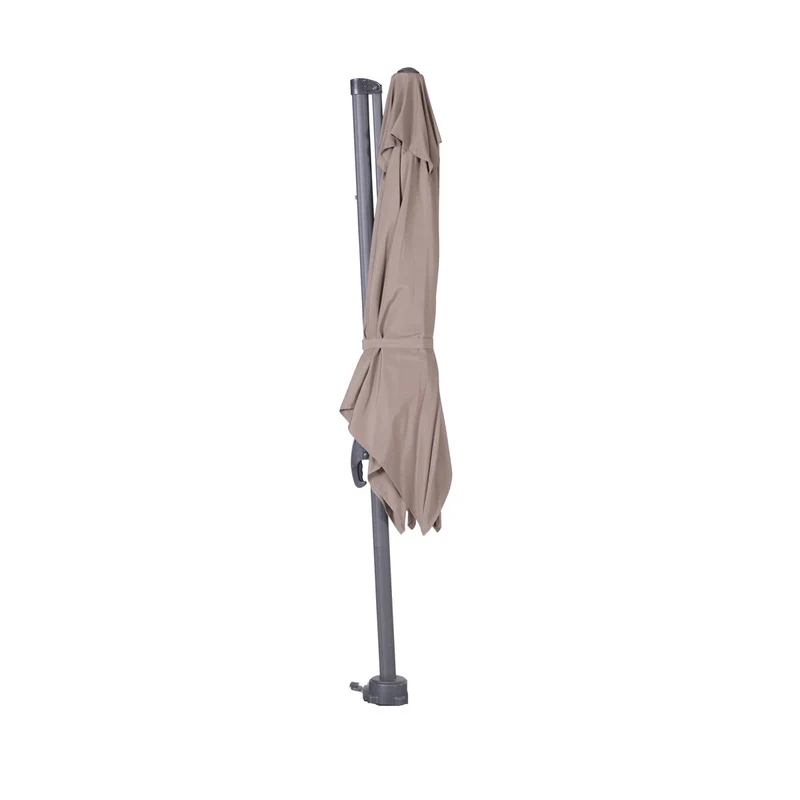 Garden Impressions Hawaii S zweefparasol vierkant 250x250 cm taupe met granieten voet 60 kg en hoes – complete set