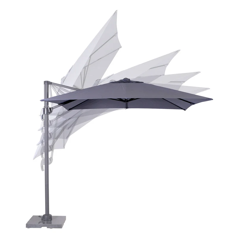Garden Impressions Hawaii S zweefparasol vierkant 250x250 cm donkergrijs met granieten voet 60 kg en hoes – complete set