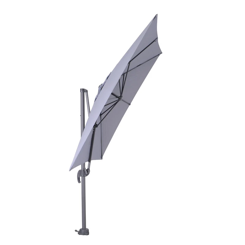 Garden Impressions Hawaii S zweefparasol vierkant 250x250 cm lichtgrijs met granieten voet 60 kg en hoes – complete set