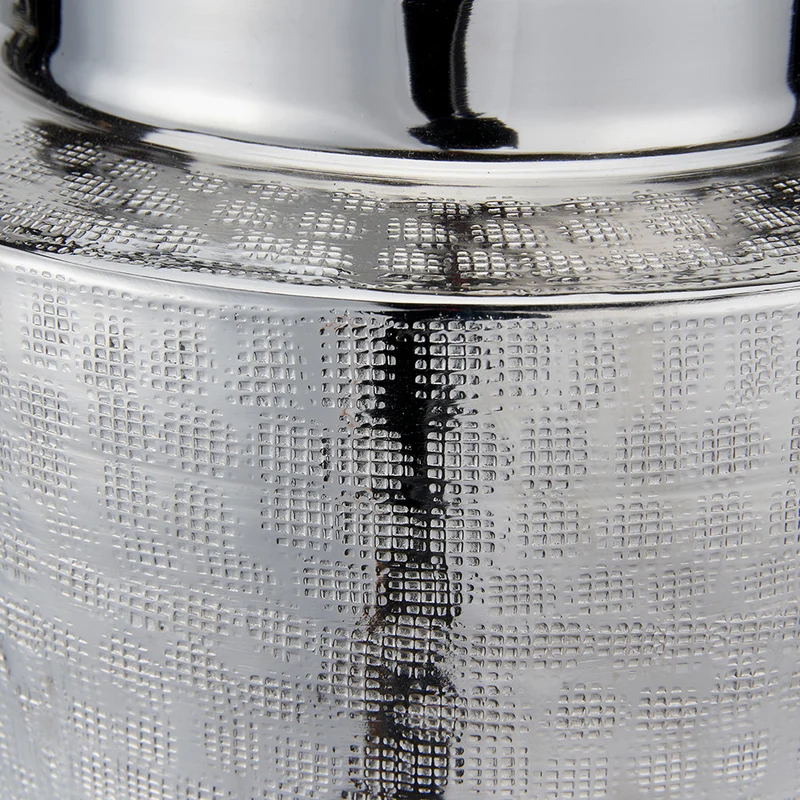 Zuri Large Shiny Silver Metal Pot Table Lamp Base with Harry 45cm Steel Grey Cotton Mix Cylinder Lampshade