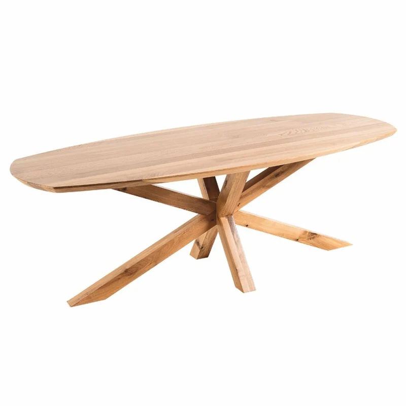 Casa Padrino Luxus Eichenholz Esstisch Naturfarben 220 cm - Massivholz Küchentisch - Esszimmer Möbel