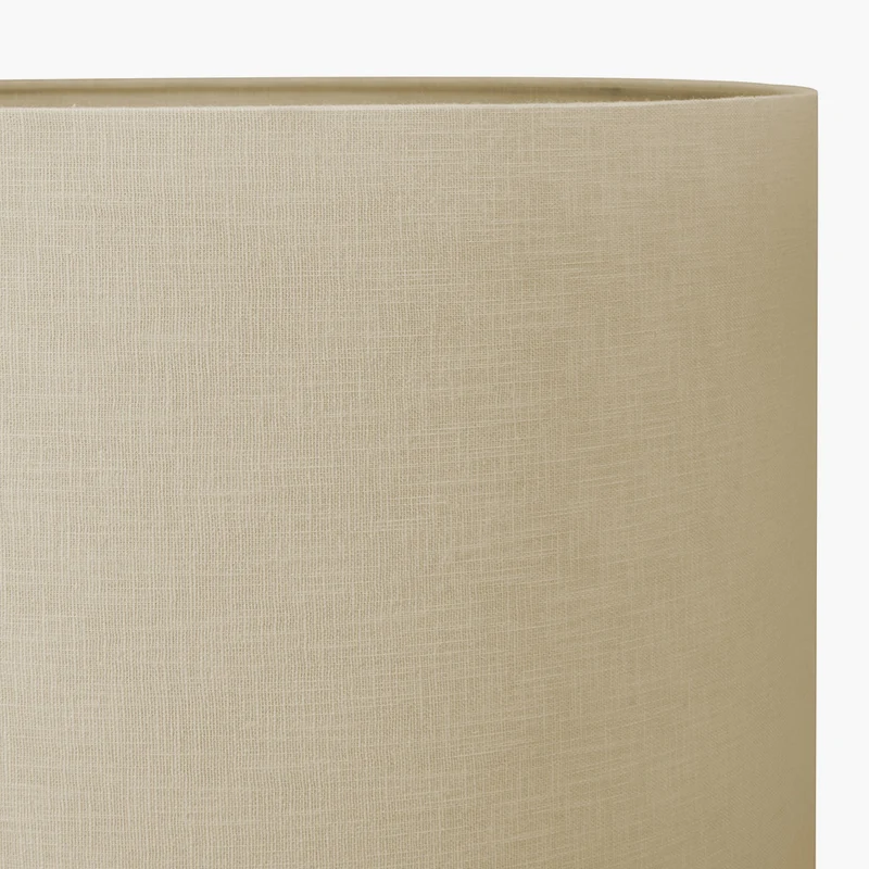 Zuri Antique Brass Metal Pot Table Lamp Base with Lino 40cm Cream Self Lined Linen Cylinder Lampshade
