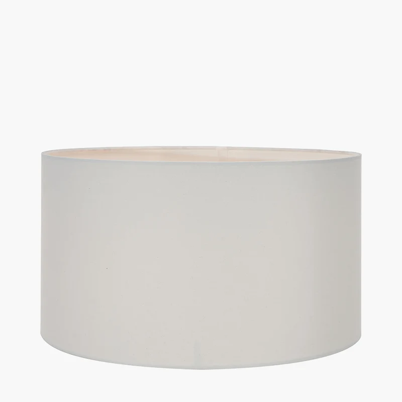 Zuri Antique Brass Metal Pot Table Lamp Base with Harry 40cm Ivory Cotton Mix Cylinder Lampshade