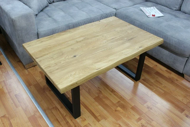 Couchtisch + Massivholz + Metall Gestell + Baumkante