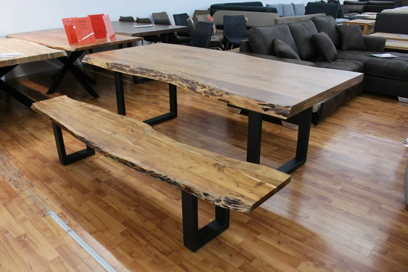 Bank + Massivholz Akazie + Echte Baumkante + VOLL 3,5 cm + von 160 cm bis 220 cm