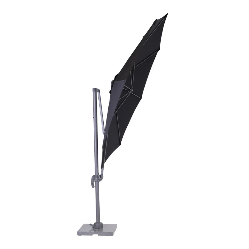 Garden Impressions Hawaii S zweefparasol rond 300 cm zwart met granieten voet 60 kg en hoes – complete set