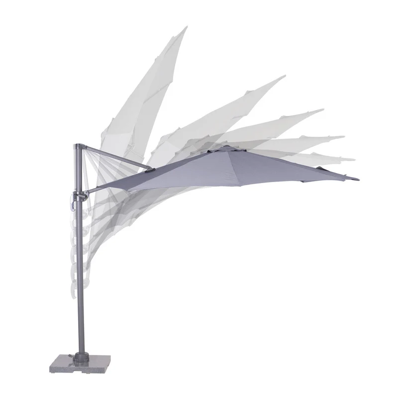 Garden Impressions Hawaii S zweefparasol rond 300 cm lichtgrijs met granieten voet 60 kg en hoes – complete set