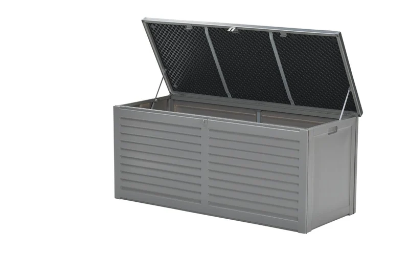 Primo kussenbox - kunststof - 490L - 146,4x61x64,4 cm - donkergrijs - zwart