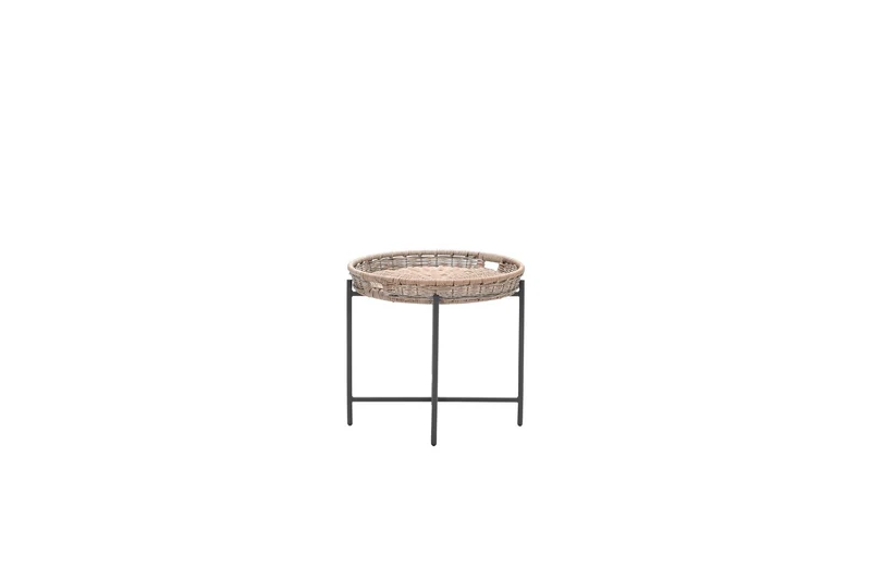 Benidorm bijzettafel - diameter 60xH50 cm - carbon black - natural rotan