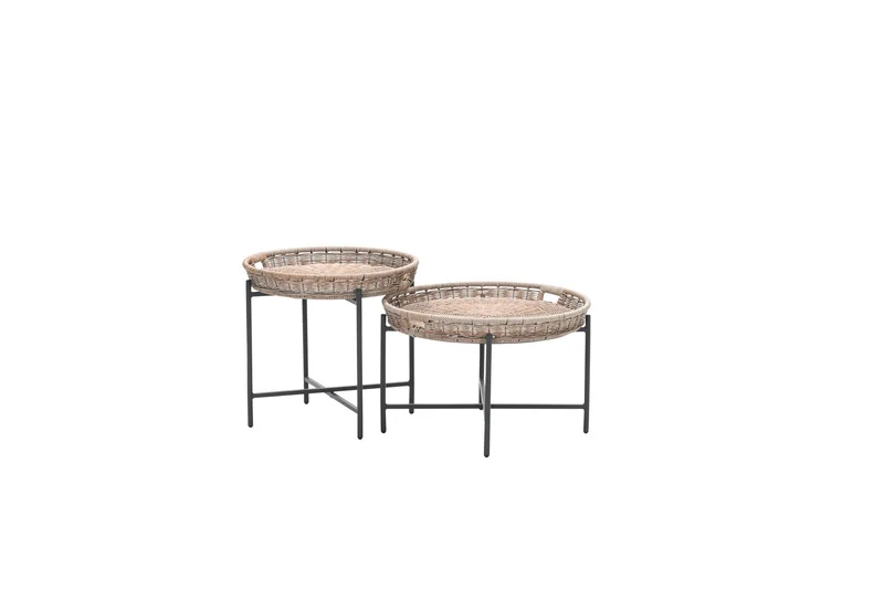 Benidorm bijzettafel - diameter 60xH50 cm - carbon black - natural rotan