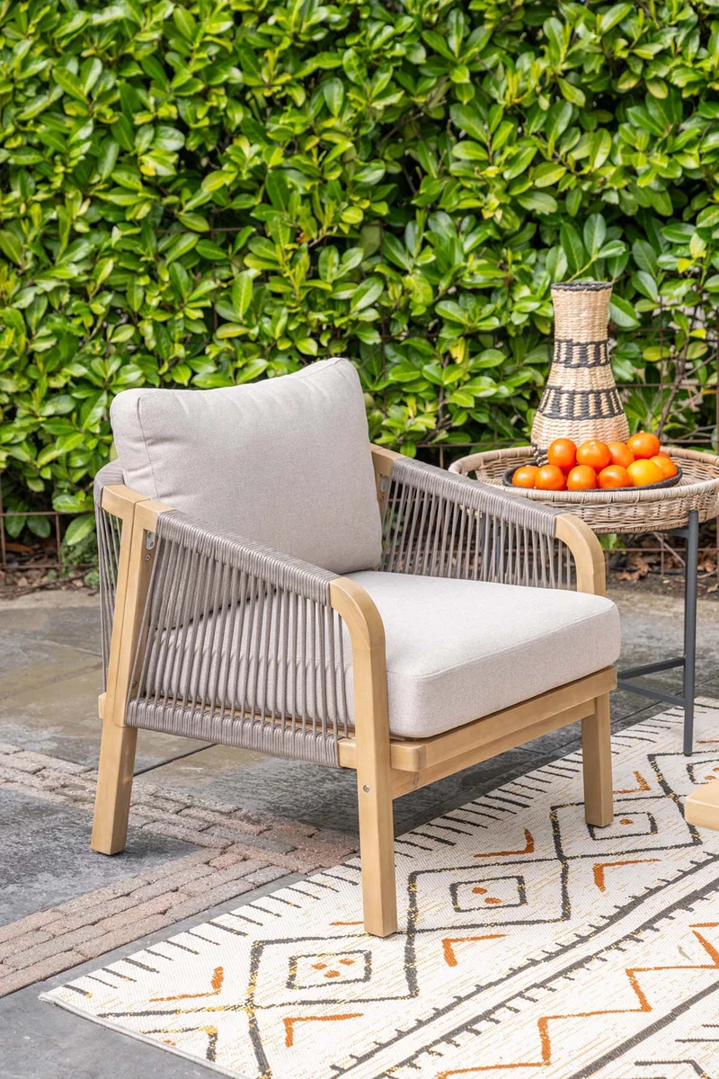 Benidorm bijzettafel - diameter 60xH50 cm - carbon black - natural rotan